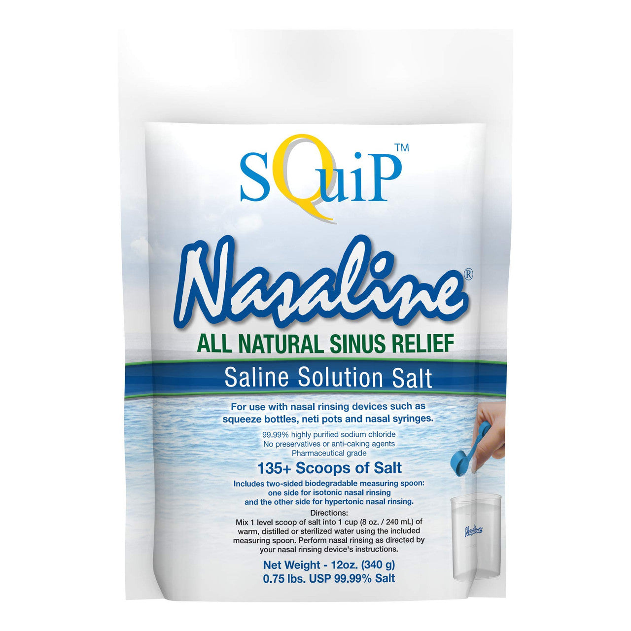 Squip Nasaline Saline Solution Salt Jar For Neti Pots, 12 oz